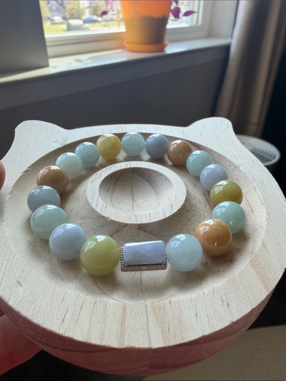 Multi-Color real Myanmar jadeite Bead Stretch Bracelet,size 11mm beads.